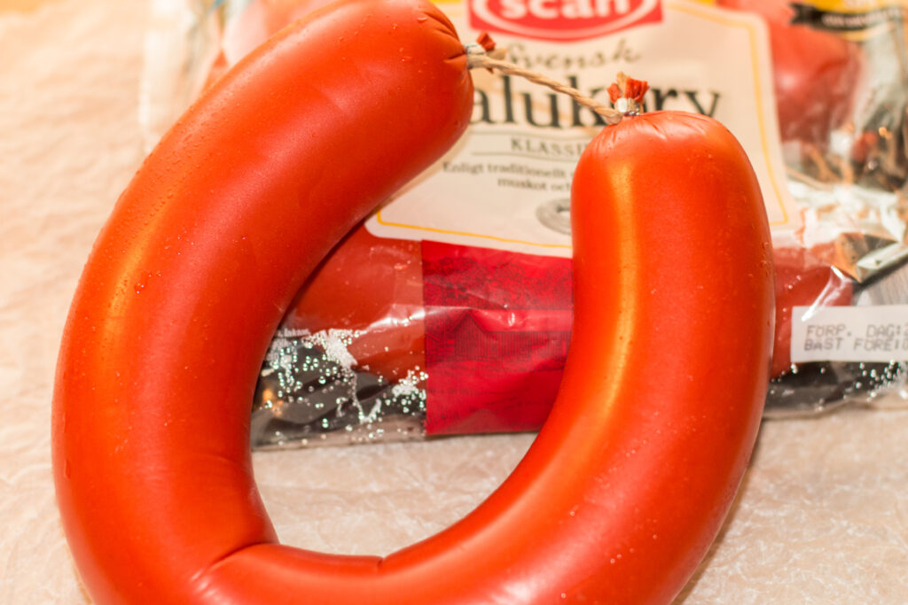 A fresh Falukorv ring from Scan foods.