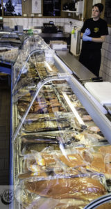 Smiked fish counter at Hennings fish house.