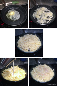 Steps for precooking the potatoes.