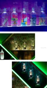 The Absolut wall of bottles.