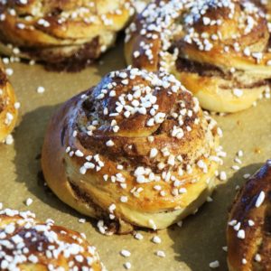 Swedish kanelbullar, fresh from the oven.