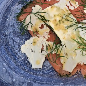 Cured Salmon with Terrine of Cauliflower & Maitre'd Sauce. Cured Salmon with Terrine of Cauliflower & Maitre'd Sauce.