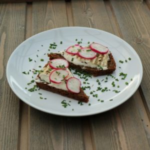 Danish rygeost smørrebrød.