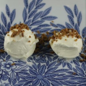 Bacon dust on top of smoked cream cheese. Bacon dust on top of smoked cream cheese.