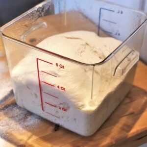 Pizza dough after it's first rise.